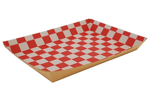 Checkerboard Lunch Trays, 10-1/2"X7-1/2"X1-1/2", Red/Kraft (Case of 250)