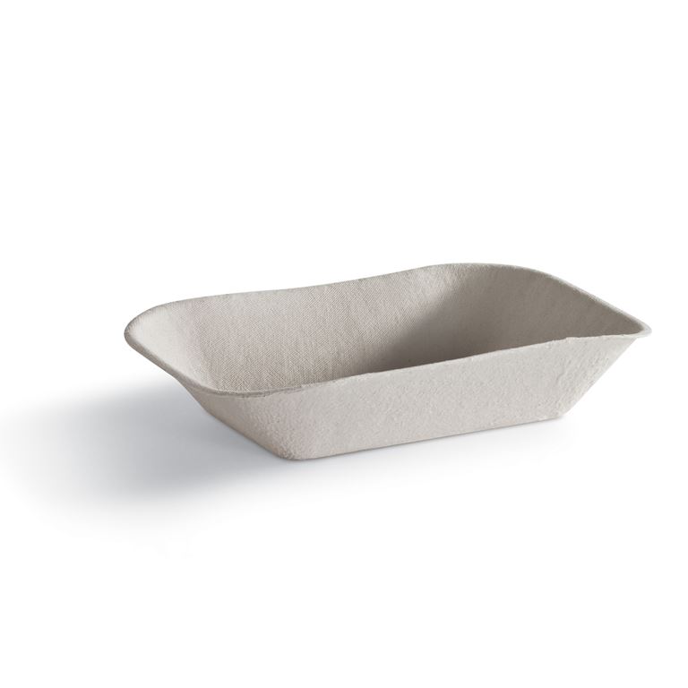 Huhtamaki 10405 Food Tray, Compostable Fiber, 9"X7"X2-1/4", White (Case of 500)