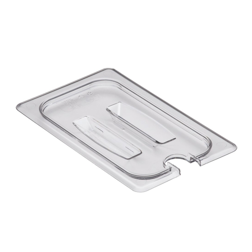 Cambro 40CWCHN135 Camwear Food Pan Lid w/ Handle and Notch, 1/4 Size, Clear