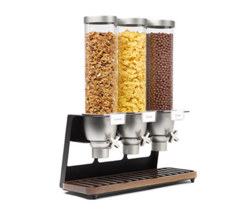 Rosseto EZ520 EZ-SERV Triple 1.3 Gal Countertop Dry Product Dispenser - Walnut