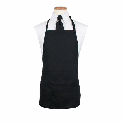 John Ritzenthaler 3PBIABKFP Durasure Black Server Bib Apron - 3 Pockets