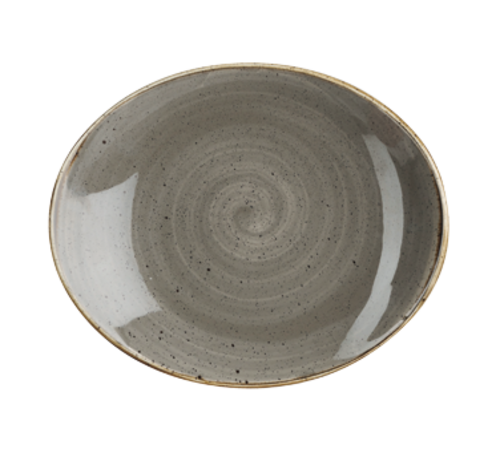 Churchill SPGSOP7 1, Stonecast Oval Coupe Plate, 7-3/4"X6-5/16", Peppercorn Grey