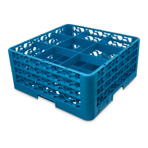 Carlisle RG9-314 Glass Rack, 9-Compartment w/ 3 Extensions, Blue