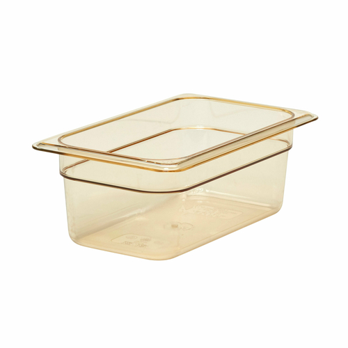 Cambro 44HP150 H-Pan High Heat Food Pan, 1/4 Size, 4" Deep, Amber