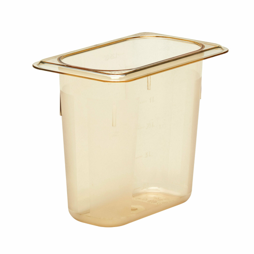 Cambro 96PHP150 H-Pan High Heat Food Pan, 1/9 Size, 6" Deep, Amber