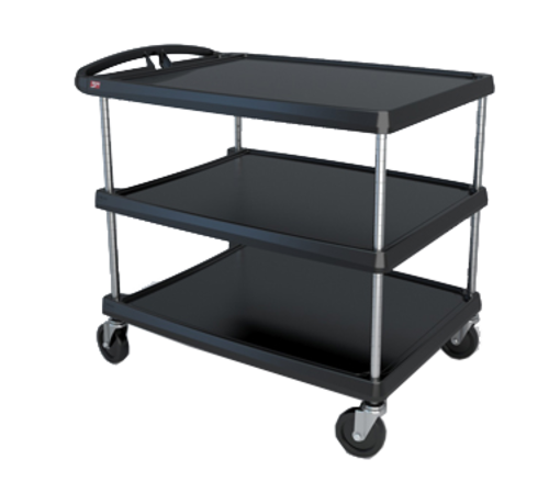 Metro MY2636-35BL myCart 28" x 40" Black Three-Shelf Utility Cart