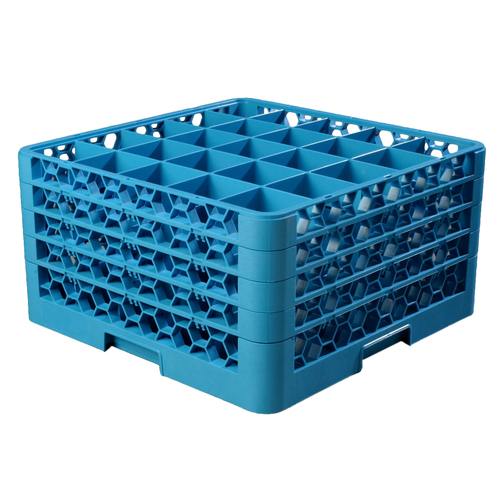 Carlisle RG25-414 OptiClean Glass Rack, 25-compartments, Full Size, Blue