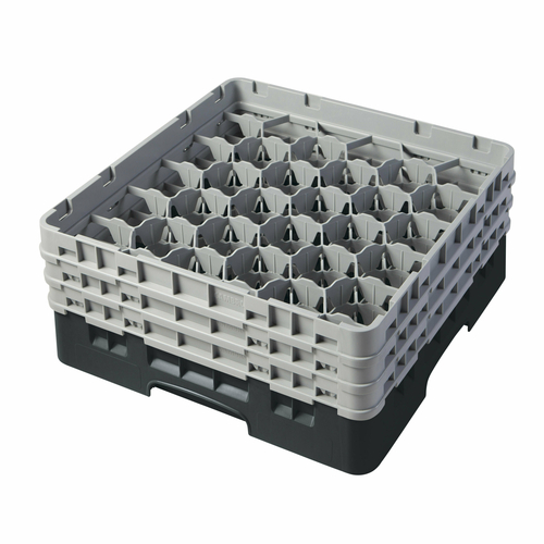 Cambro 30S638110 Camrack Glass Rack, 30 Compartments, Full Size, Black/Gray