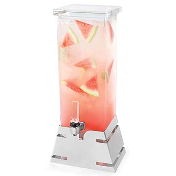 Rosseto LD143 2 Gal Acrylic Square Beverage Dispenser - S/S Base