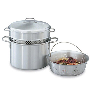 Vollrath 68126 Aluminum Pasta Cooker/Steamer 4pc Set, 8qt.