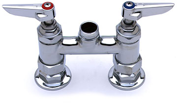 T&S Brass B-0225-LNM Double Pantry Base Faucet, Swivel Outlet, Deck Mount, 4" Centers