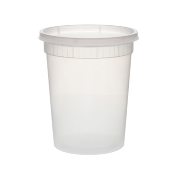 Microwavable Plastic Deli Container with Lid, 32oz, Translucent (Case of 240)