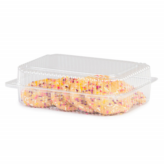Detroit Forming LBH665 Hinged Deli Container, OPS, 9.5"X6.75"x3", Clear (Case of 350)