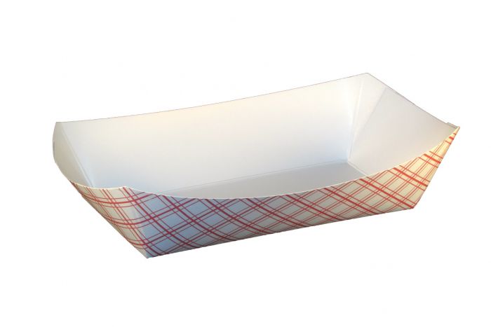 SQP 6125 1/4lb Paper Food Tray, Kraft Plaid (Case of 1000)