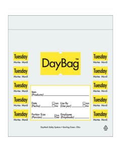 Daymark IT112379 Plastic 6.5"X7" Day of the Week Bags, Tuesday/Yellow (Box of 2000)