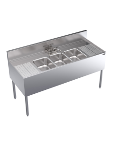 Krowne KR24-53C Royal Series 60"L x 24"D Three Compartment Bar Sink