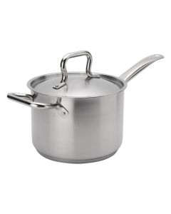 Browne Foodservice 5734034 Elements Stainless Steel Sauce Pan with Cover, 4-1/2qt