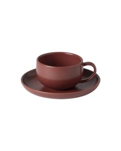 Costa Nova XOCS01-CAY Pacifica 7oz Tea Cup & Saucer, Cayenne (Case of 6)