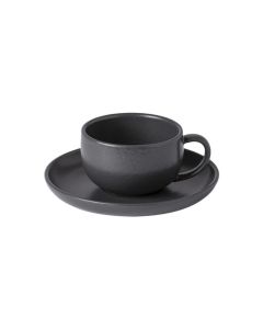 Costa Nova XOCS01-SEE Pacifica 7oz Tea Cup & Saucer, Seed Grey (Case of 6)