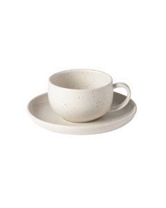 Costa Nova XOCS01-VAN Pacifica 7oz Tea Cup & Saucer, Vanilla (Case of 6)