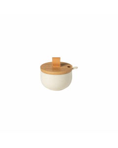 Costa Nova XOXS02-VAN Pacifica Sugar Bowl w/ Wood Lid, Vanilla (Case of 1)