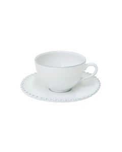 Costa Nova PECS04-WHI Pearl 8oz Tea Cup & Saucer, White (Case of 6)