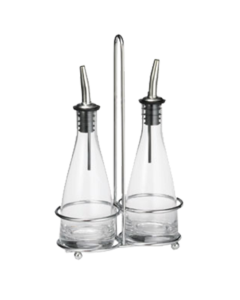 Tablecraft 611N 6oz Siena Oil & Vinegar Glass Set w/ Rack