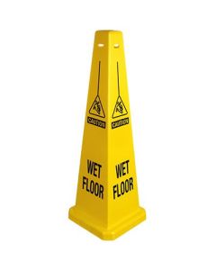 American Plastics 221YW Safety Cone 26"H Wet Floor Sign, Yellow