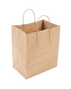 Mass Distributors IPBS1012-K Bistro Paper Bag With Handle,10"x6.75"x12", Kraft (Case of 250)