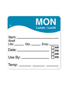 Daymark IT110062C-1-MON Day of the Week 2.5"X2.5" Labels, Blue/Mon, Roll/125