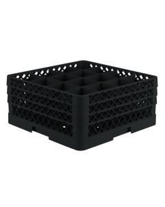 Vollrath TR8DDD-06 Full Size Glass Rack w/ 3 ext., (16) Compartment, Black