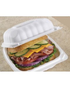 Pactiv YCN80600 Hinged Takeout Container, 6"X6"X3", White (Case of 400)