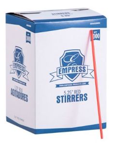 Empress ECK525RD Unwrapped Slim Straw, 5-1/4", Red (Box of 100)