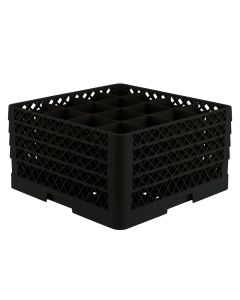 Vollrath TR8DDDD-06 Full Size Glass Rack w/ (4) Ext, (16) Compartment, Black