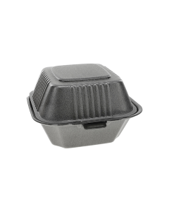 Pactiv YHLB06000000 Hinged Foam To-Go Container, 5-3/4", Black (Case of 504)