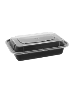 Pactiv NC8168B Plastic To-Go Container, 16oz, Black w/ Clear Lid (Case of 150)