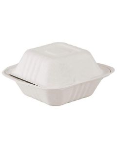 Empress EHL-66-PF Hinged 6"x6"x3" Takeout Container, PFAS Free (Case of 500)