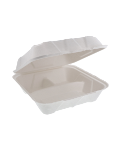 Pactiv YMCH0903BB 3-Comp Hinged To-Go Container, 9"x9"x3", White (Case of 150)