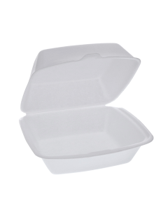 Pactiv YTH100810000 PS Foam Hinged Container, 6"X6"X3", White (Case of 500)