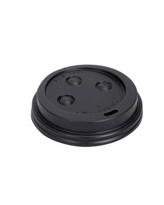 R3 75000249 Plastic Dome Lid fits 10-20oz Hot Cup, Black (Case of 1000)