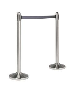 American Metalcraft RSRTGY Portable Retractable Barrier System, Grey