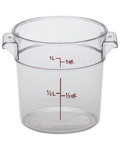 Cambro RFSCW1135 Camwear Storage Container, Round, 1 qt, Clear