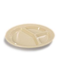 Carlisle PCD21125 3-Compartment Narrow Rim Plate, 11", Polycarbonate, Tan