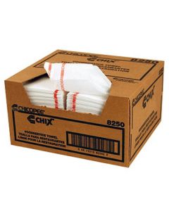 Chicopee 8250 Chix 13" x 24" Medium Duty Foodservice Towels - Wht/Red (Case of 150)