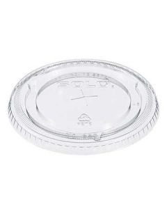 Solo 695TS Flat Plastic Lid w/ Straw Slot, Fits 14oz Cups, Clear (Case of 1000)