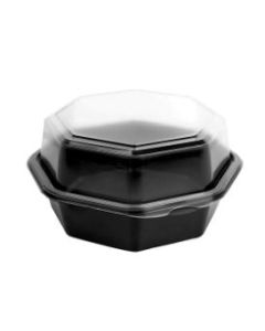 Dart 862611-PS94 6" Octagon Plastic Hinged To-Go Container, Black/Clear (Case of 200)