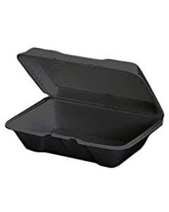 Genpak 20500-3L Hinged Foam Takeout Container, Black (Case of 200)