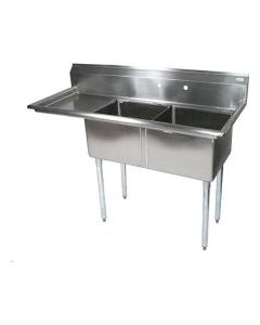 John Boos E2S8-18-12L18-X 2 Compartment Sink w/ 18" Left Drainboard