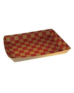 SPQ 8195 Paper Food Tray, Checked Red/Kraft (Case of 250)