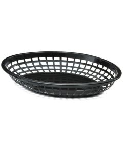 Tablecraft 1084BK Jumbo Oval Plastic Basket, 11-3/4"X8-7/8"X1-7/8", Black (Case of 36)